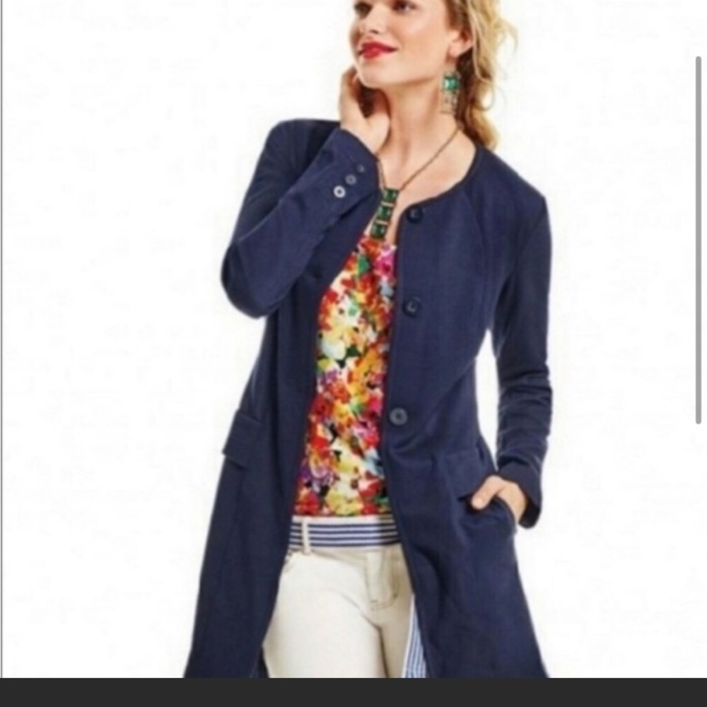 CABI Lido Jacket navy blue Ponte knit size M